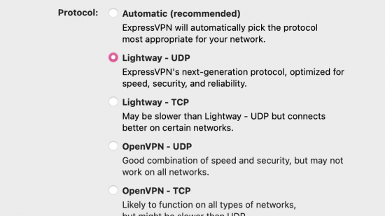 A screenshot of the ExpressVPN app on a mac