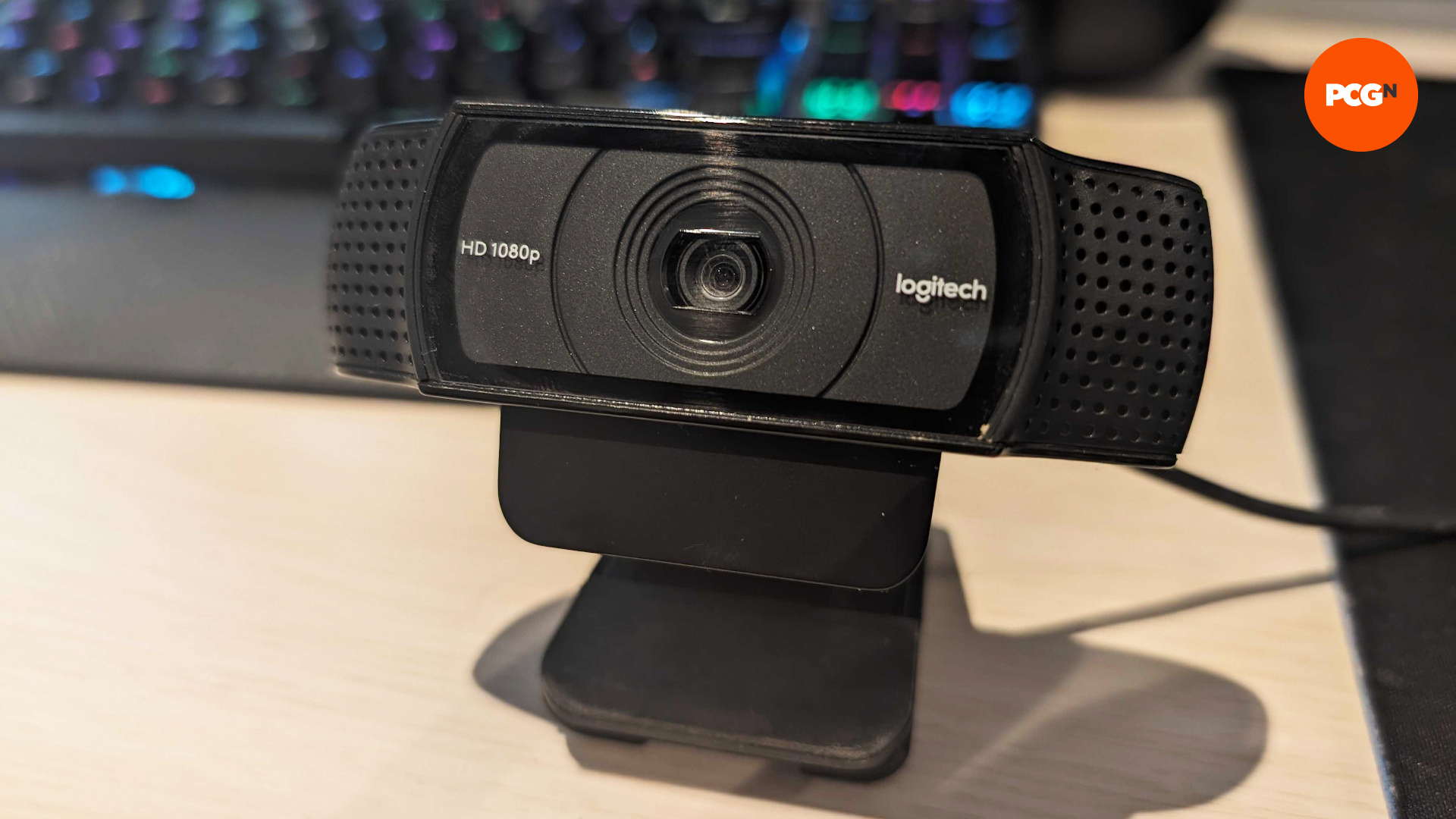 The Logitech C920 HD Pro webcam on a desk