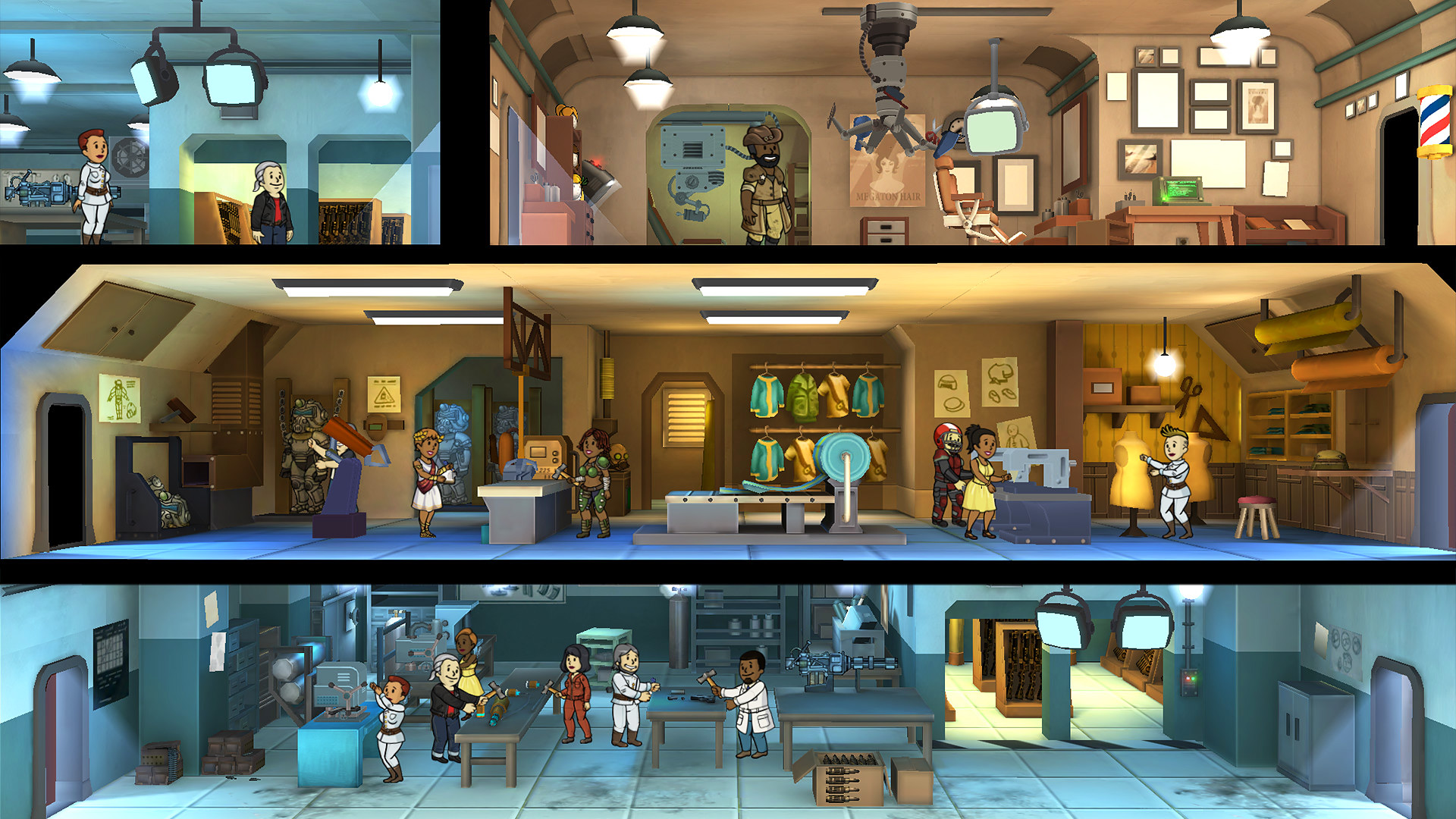 Best clicker games: a view of a Vault in Fallout Shelter