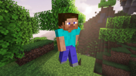 A Minecraft Steve skin without his signature goatie.