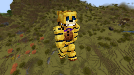 A golden Fredbear from FNAF as a Minecraft skin.