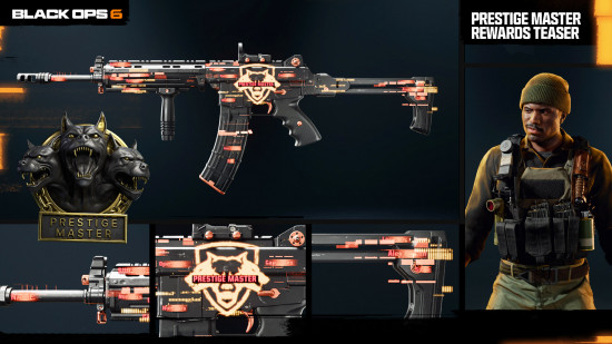 Black Ops 6 Prestige Master rewards: a glowing orange and black gun