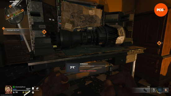 The thrustodyne M23 weapon on a crafting bench in the Black Ops 6 Zombies Liberty Falls main quest.