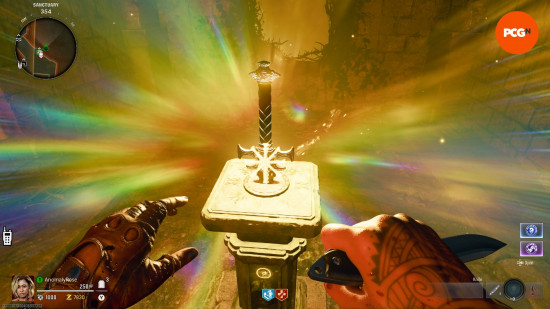 Bright light exudes from the lion sword in the Black Ops 6 Citadelle des Morts main quest.