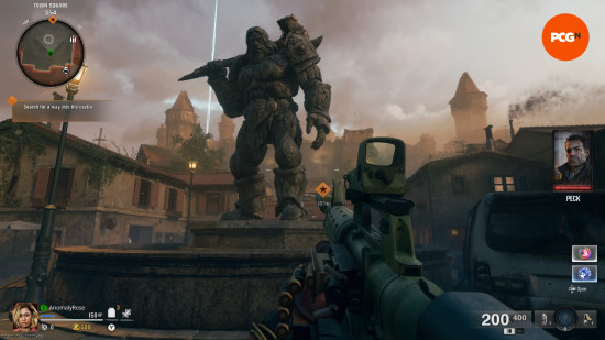 A large stone statue in the Black Ops 6 Zombies Citadelle des Morts main quest easter egg.