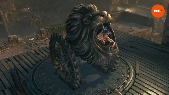 Maya climbs into a large, copper lion cannon in the Black Ops 6 Zombies Citadelle des Morts main quest easter egg.