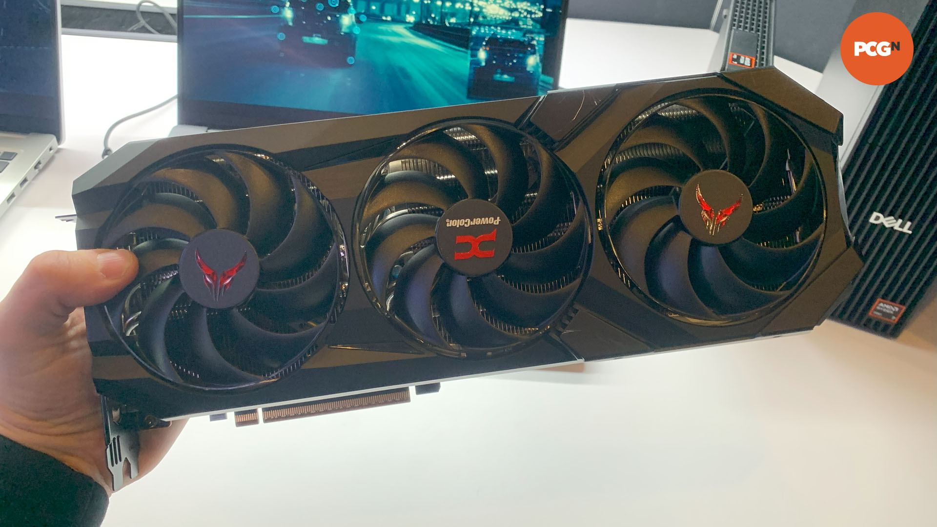 PowerColor AMD Radeon RX 9070 XT graphics card at CES 2025.