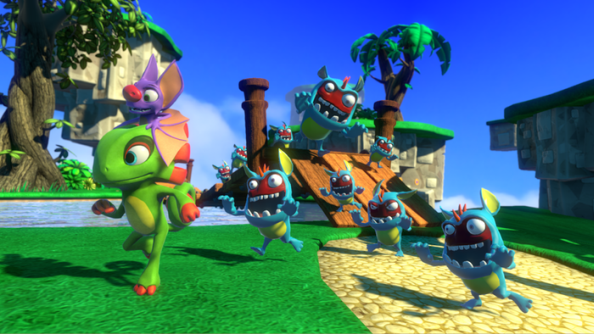 Yooka-Laylee的支持角色揭示了短褲的濕滑推銷員