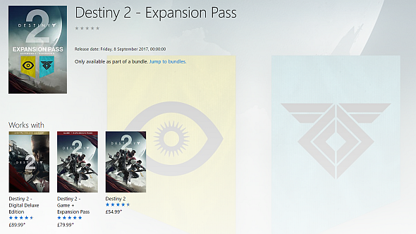 Destiny 2's expansion pass listing