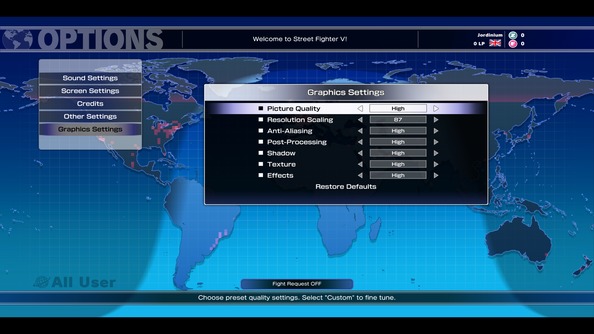 Street Fighter V PC graphics options